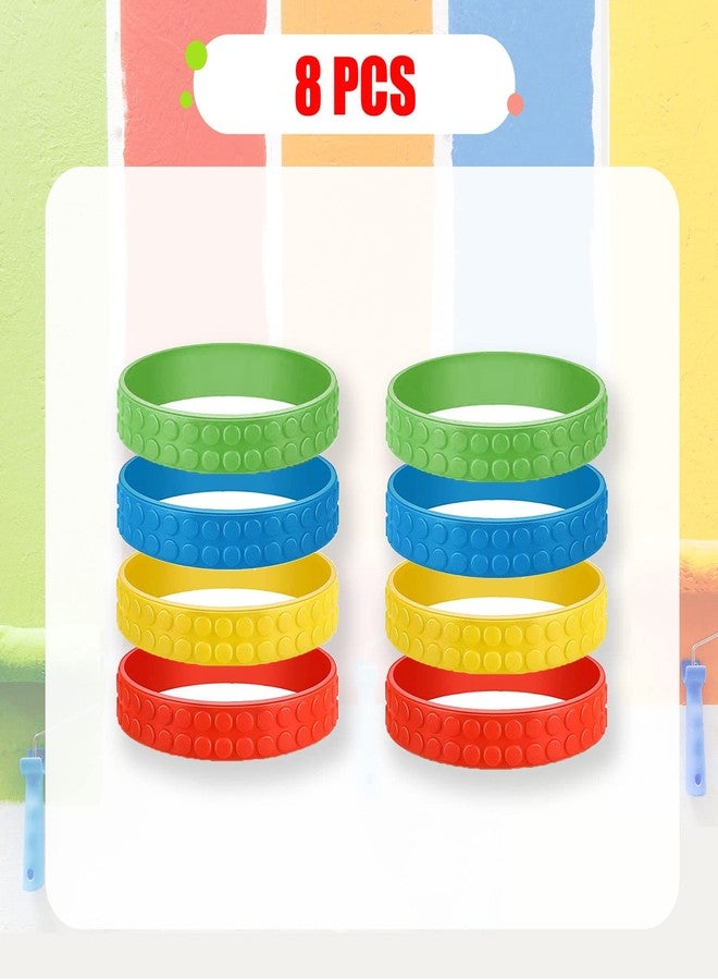 Mivofun 8PCS Building Block Bracelets, Colorful Brick Silicone Wristbands for Goodie Bag Fillers Carnival Prize Party Favors Birthday Gift Supplies, 4 Colors - Image 3